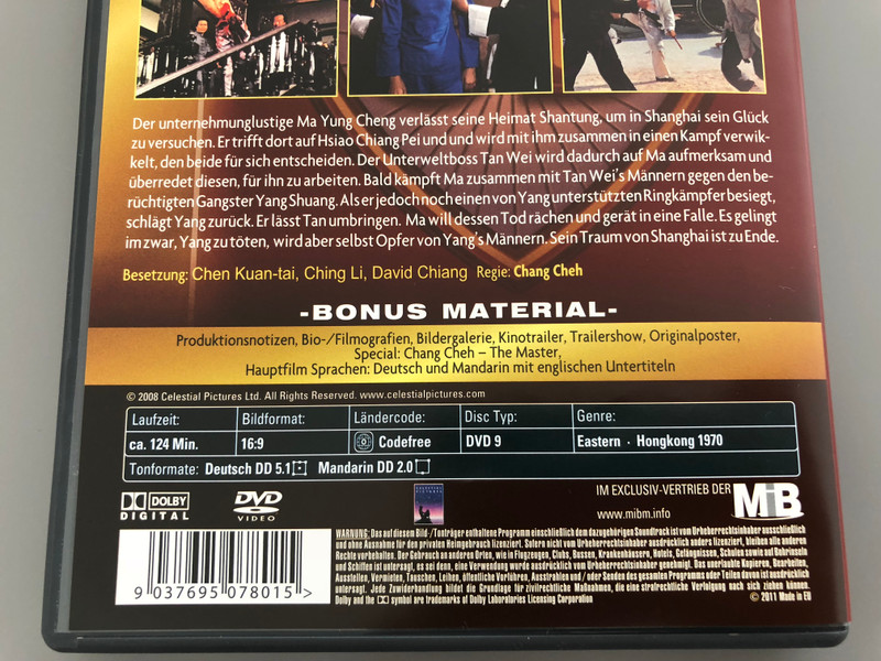 The Boxer from Shantung DVD Der Pirat von Shantung / Directed by Chang Cheh / Starring: Chen Kuan-tai, Ching Li, David Chiang (9037695078015)