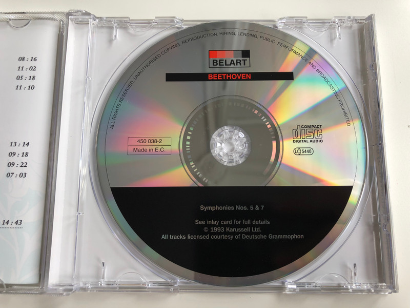 Beethoven - Symphonies nos.5 & 7 / FEATURING Vienna Philharmonic Orchestra / Conducted: Rafael Kubelik / Belart Audio CD 1993 / 450 038-2