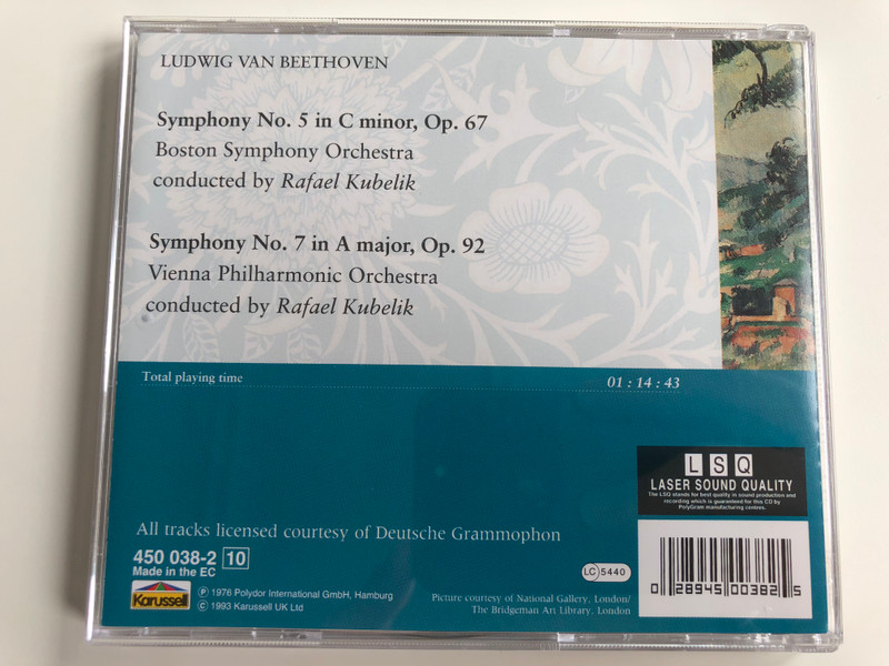 Beethoven - Symphonies nos.5 & 7 / FEATURING Vienna Philharmonic Orchestra / Conducted: Rafael Kubelik / Belart Audio CD 1993 / 450 038-2