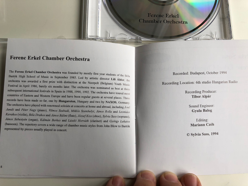 Sylvia Sass - Operatic and concert arias / Ferenc Erkel Chamber Orchestra / Cant-Art Audio CD 1994 / CA CD 1094
