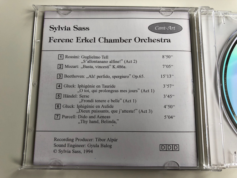 Sylvia Sass - Operatic and concert arias / Ferenc Erkel Chamber Orchestra / Cant-Art Audio CD 1994 / CA CD 1094