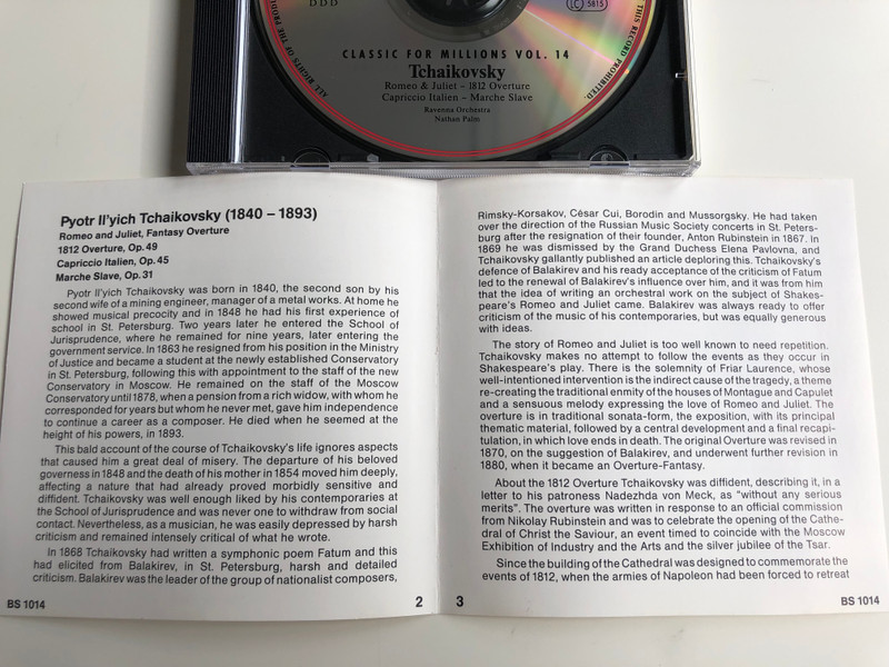 Classic for millions Vol. 14 / Tchaikovsky - Romeo & Juliet, 1812 Overture, Capriccio Italien, Marche Slave / DDD Audio CD / BS 1014