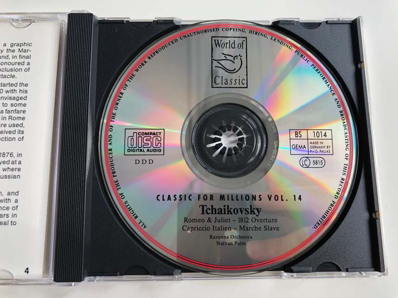 Classic for millions Vol. 14 / Tchaikovsky - Romeo & Juliet, 1812 Overture, Capriccio Italien, Marche Slave / DDD Audio CD / BS 1014