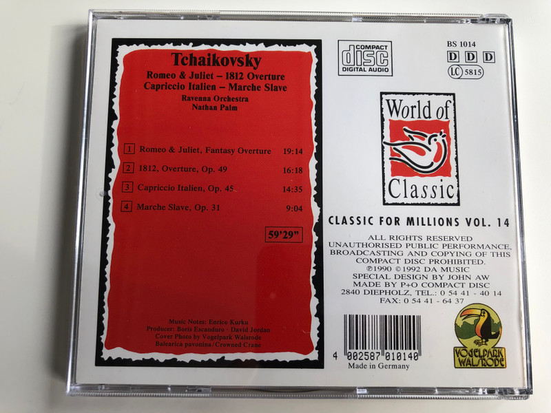 Classic for millions Vol. 14 / Tchaikovsky - Romeo & Juliet, 1812 Overture, Capriccio Italien, Marche Slave / DDD Audio CD / BS 1014