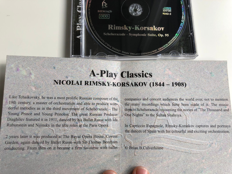 Rimsky-Korsakov - Scheherazade, Symphonic Suite, Op. 95 / U.S.S.R State Symphony Orchestra / Conducted: Alexander Tcherkov / A-Play Classics Audio CD / 9043-2