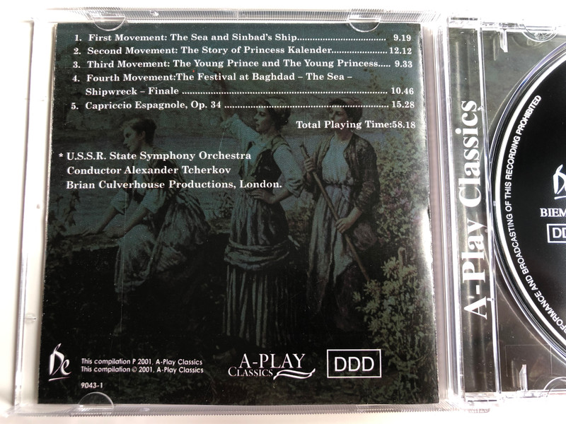 Rimsky-Korsakov - Scheherazade, Symphonic Suite, Op. 95 / U.S.S.R State Symphony Orchestra / Conducted: Alexander Tcherkov / A-Play Classics Audio CD 2001 / 9043-2