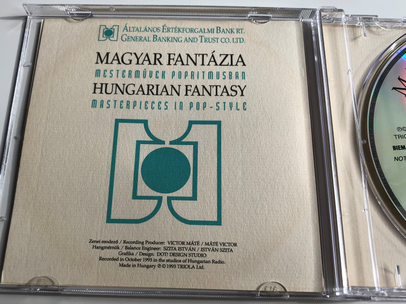 Magyar Fantazia - Mastermuvek popritmusban / HUNGARIAN FANTASY - MASTERPIECES IN POP-STYLE / Arranged: Mate Victor and Gabor Kemeny / Budapest Symphony Orchestra / Conducted: Matyas Antal / TRIOLA LTD Audio CD 1993 / TR 261128-2