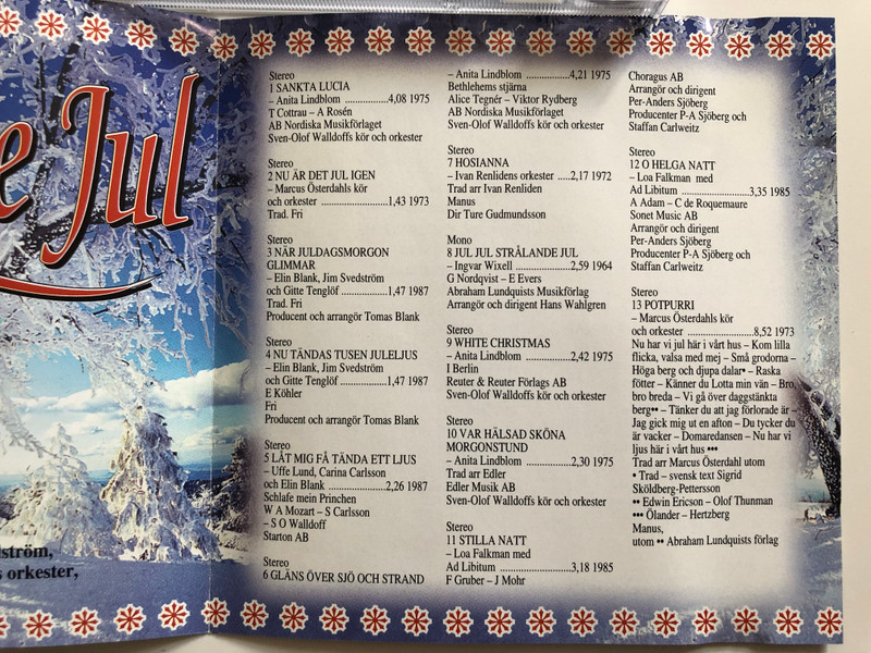 Strålande Jul / Hogtidliga julsanger med Anita Lindblom, Marcus Osterdahls kor orch orkester, Elin Blank, Jim Svedstrom, Gitte Tenglof, Uffe Lund, Carina Carlsson, Ivan Renlidens orkester, Ingvar Wixell, Loa Falkman och Ad Libitum / Pickwick Music Audio CD 1993 / Pickwick 751121