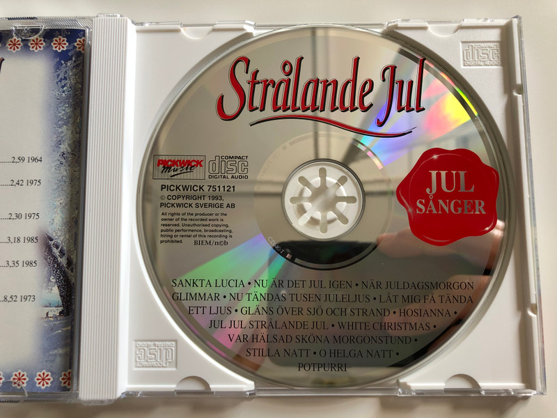 Strålande Jul / Hogtidliga julsanger med Anita Lindblom, Marcus Osterdahls kor orch orkester, Elin Blank, Jim Svedstrom, Gitte Tenglof, Uffe Lund, Carina Carlsson, Ivan Renlidens orkester, Ingvar Wixell, Loa Falkman och Ad Libitum / Pickwick Music Audio CD 1993 / Pickwick 751121
