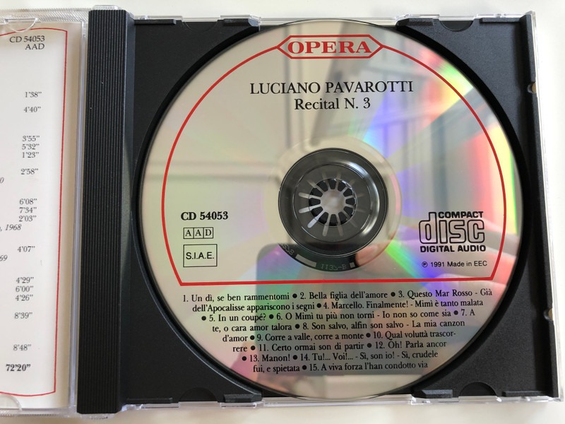 Luciano Pavarotti - recital n.3 / Opera Audio CD 1991 / CD 54053
