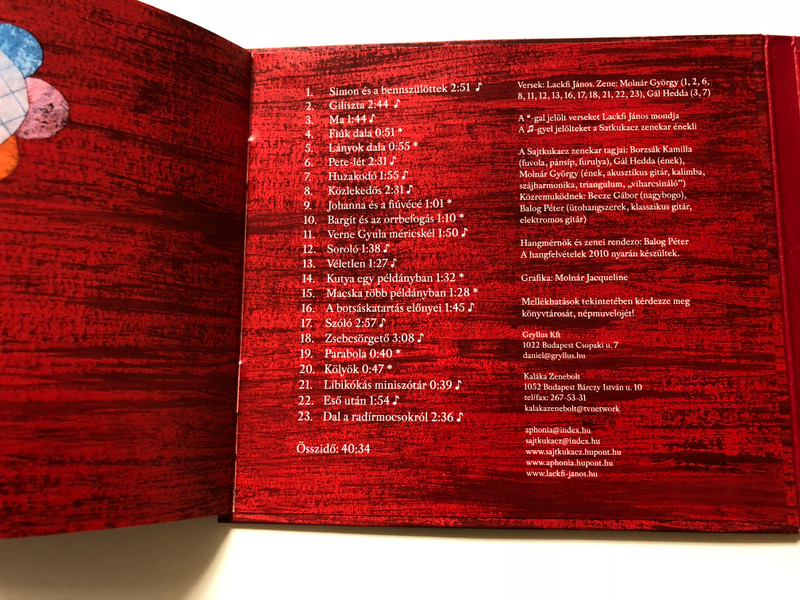 Lackfi János és a Sajtkukacz zenekar - Radírmocsok / Audio CD 2010 / Gryllus GCD 103 (5999548112724)