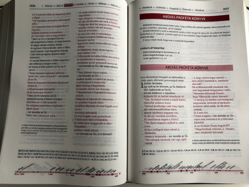 Hungarian Károli Reloaded Bible PU Imitation Leather Cover Dark Red / Magyar Biblia revideált Károli középméretű, bordó, műbőr / Words of God and Words of Jesus in RED (5999883910566)