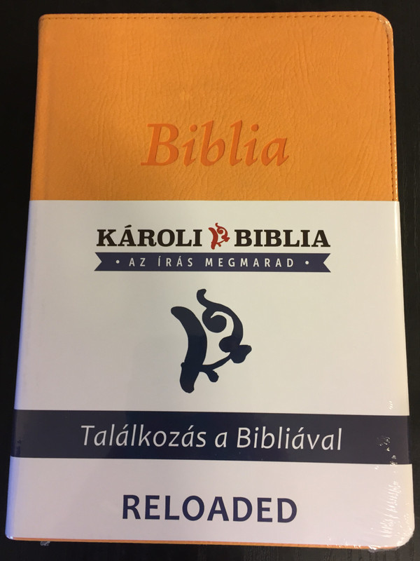 Hungarian Karoli Reloaded Bible PU Imitation Leather Cover Yellow / Magyar Biblia revideált Károli középméretű, sárga, műbőr / Words of God and Words of Jesus in RED (5999883910573)