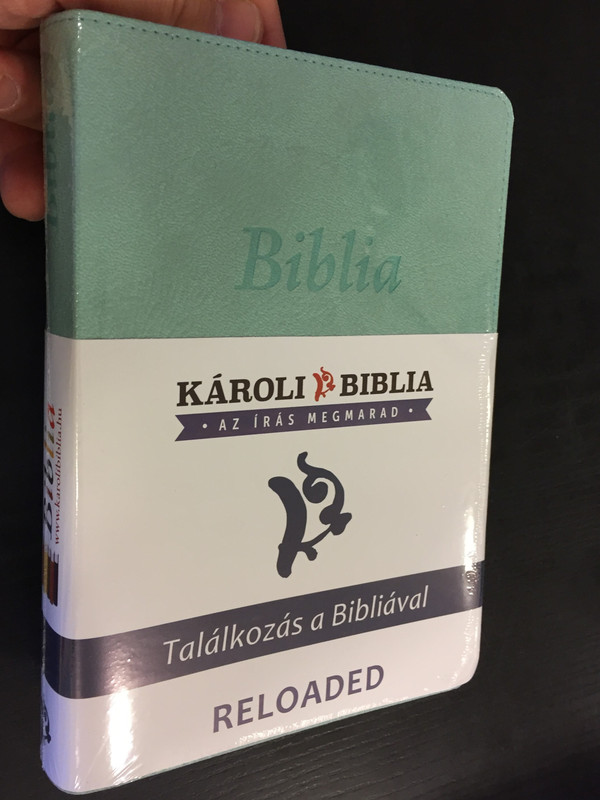 Hungarian Károli Bible Reloaded / PU Imitation Leather Cover / Olive / Magyar Biblia revideált Károli középméretű, oliva, műbőr / Words of God and Words of Jesus in RED (5999883910597)
