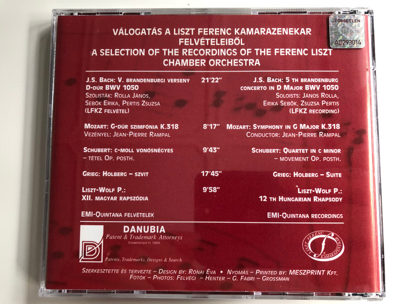 The Ferenc Liszt Chamber Orchestra is 35 Years old / With Compliments DANUBIA - Patent and Trademark Attorneys / Danubia Audio CD 1998 / LCFO 002