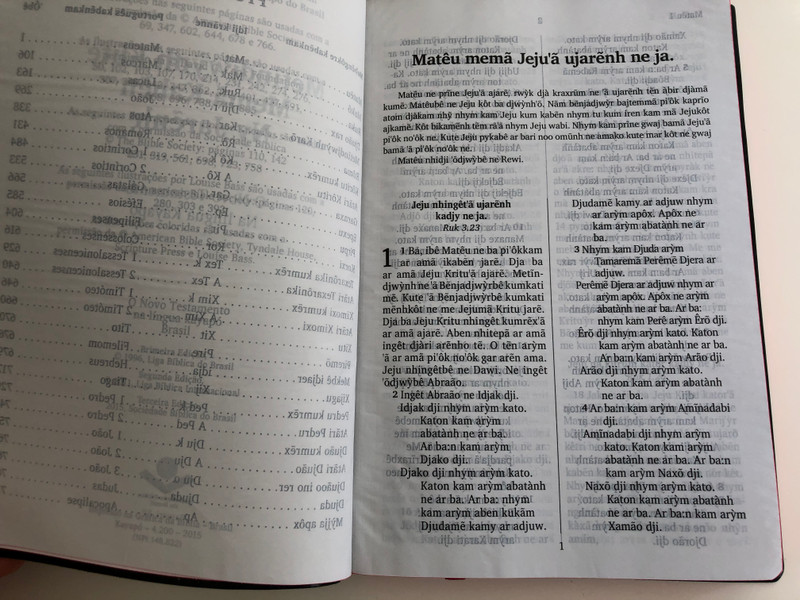 Metĩndjwýnh Kute Memã Kabẽn Ny Jarẽnh - O Novo testamento / The New Testament in Kayapó language / Bible Society Brasil 2015 / Vinyl bound / Red page edges / 3rd edition with illustrations & dictionary (KayapóNT)