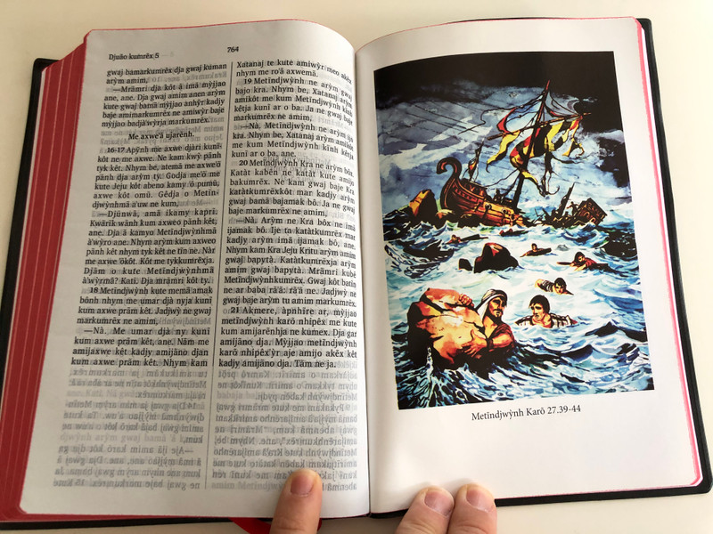 Metĩndjwýnh Kute Memã Kabẽn Ny Jarẽnh - O Novo testamento / The New Testament in Kayapó language / Bible Society Brasil 2015 / Vinyl bound / Red page edges / 3rd edition with illustrations & dictionary (KayapóNT)