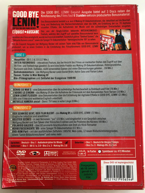 Good bye Lenin! DVD 2003 / Deluxe 3 Disc Edition / Directed by Wolfgang Becker / Starring: Daniel Brühl, Katrin Saß, Chulpan Khamatova, Maria Simon, Alexander Beyer / Exquisit - Ausgabe (7321921956546)