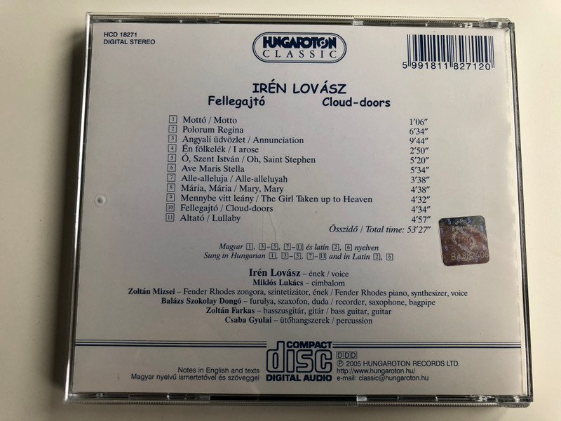 Cloud-doors - Fellegajtó / Voice: Irén Lovász ‎/ Hungaroton Audio CD 2005 Stereo / HCD 18271