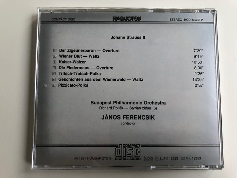 Johann Strauss – Overtures, Waltzes, Polkas / János Ferencsik / Budapest Philharmonic Orchestra / Hungaroton Audio CD 1981 Stereo / HCD 12353-2