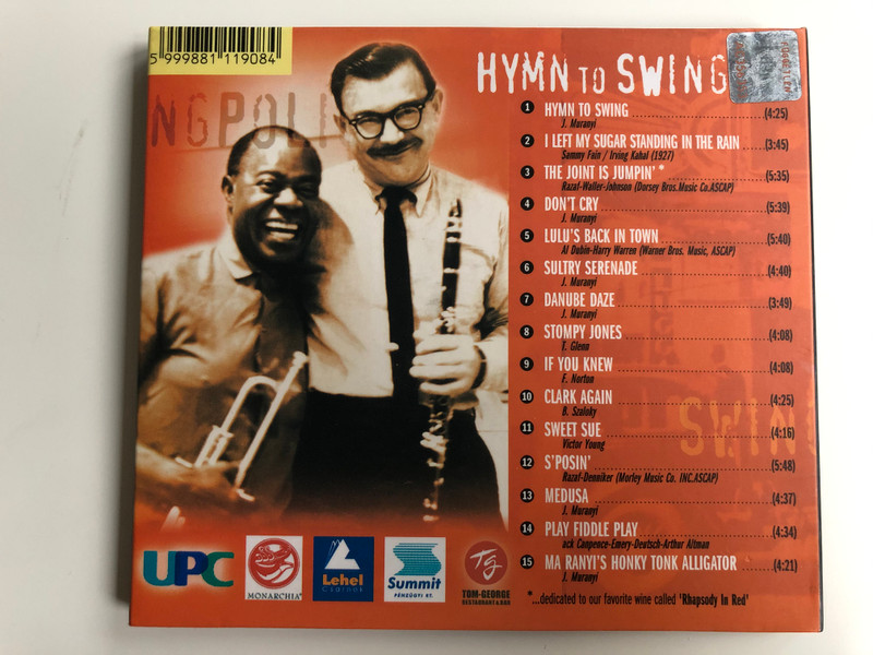 Hymn to Swing - Joe Muranyi with Laux's Swingpolice / Jokerex Records Audio CD 2005 / Jokerex 22140210
