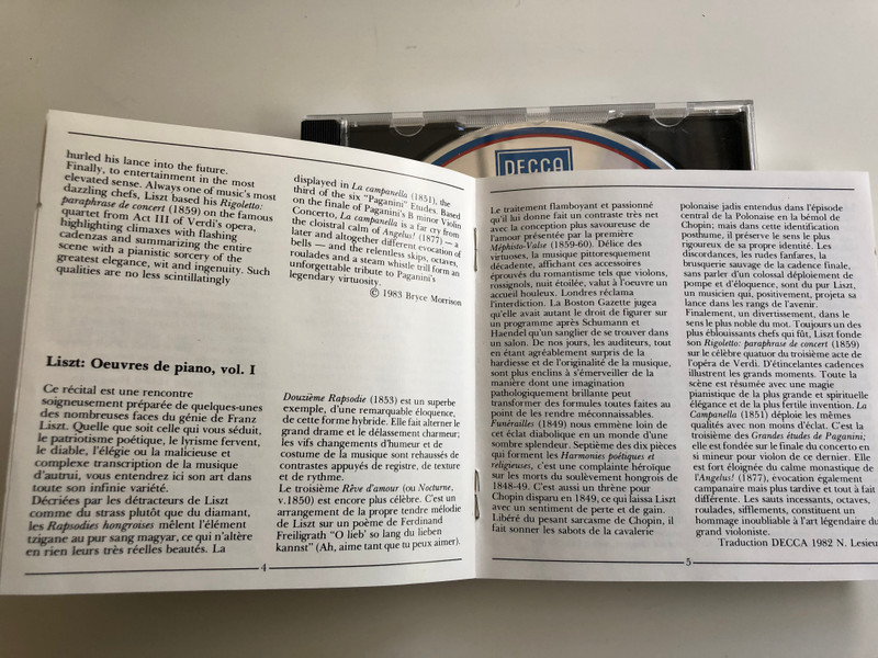 Liszt, Jorge Bolet ‎– The Piano Works, Die Klavierwerke / Liebestraum No. 3, Mephisto Waltz No. 1, Rigoletto Paraphrase, Hungarian Rhapsody No. 12, La Campanella, Funrailles / DECCA Audio CD 1983 Stereo / 410 257-2
