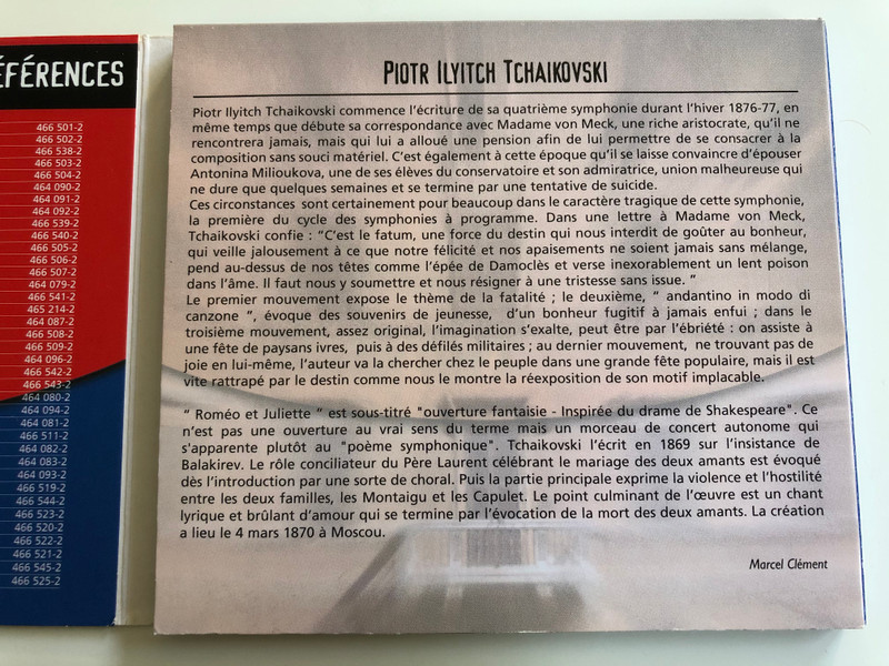 Tchaikovsky ‎– Symphony N°4 - Roméo et Juliette / Antal Dorati / La Collection Classique / DECCA Audio CD Stereo / 466 548-2