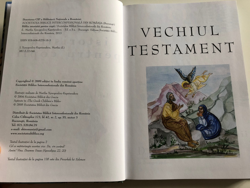 Biblia istorisită pentru copii / Bible stories for Children / Romanian Orthodox Children's Bible / Hardcover 2013 / Orthodox - style illustrations by Martha Xynopoulou-Kapetanakou / Societăţii Biblice Interconfesionale din România (9786068279183)