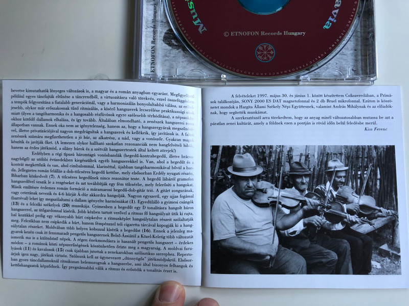 Erdelyi es Moldvai Primasok / Musicians from Transilvania and Moldavia ‎/ Etnofon ‎Audio CD 2001 / ED-CD 019