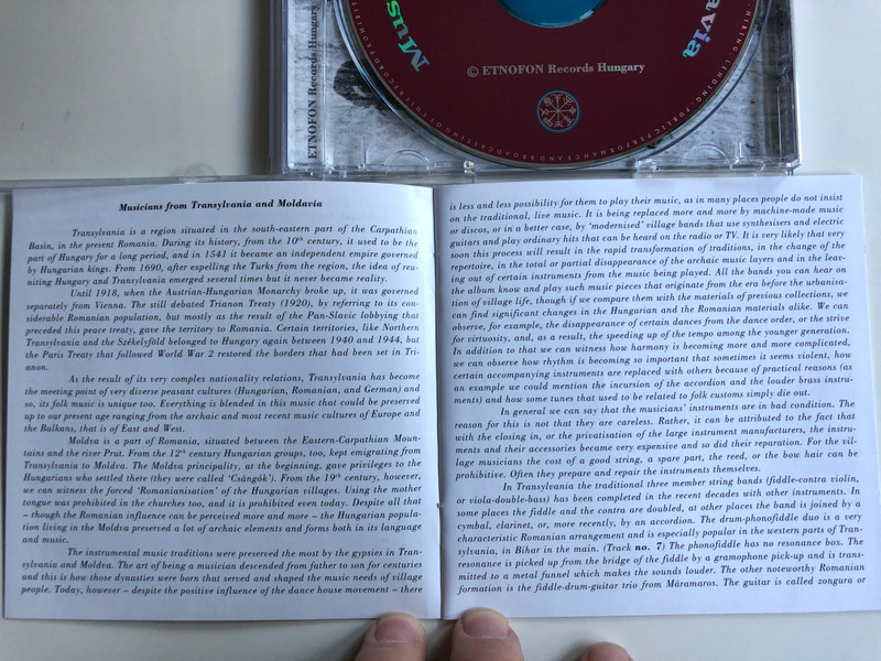 Erdelyi es Moldvai Primasok / Musicians from Transilvania and Moldavia ‎/ Etnofon ‎Audio CD 2001 / ED-CD 019