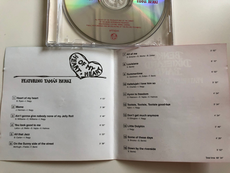 Benkó Dixieland Band ‎– Heart Of My Heart, featuring Tamas Berki / Krem Audio CD 1993 / HCD 37393