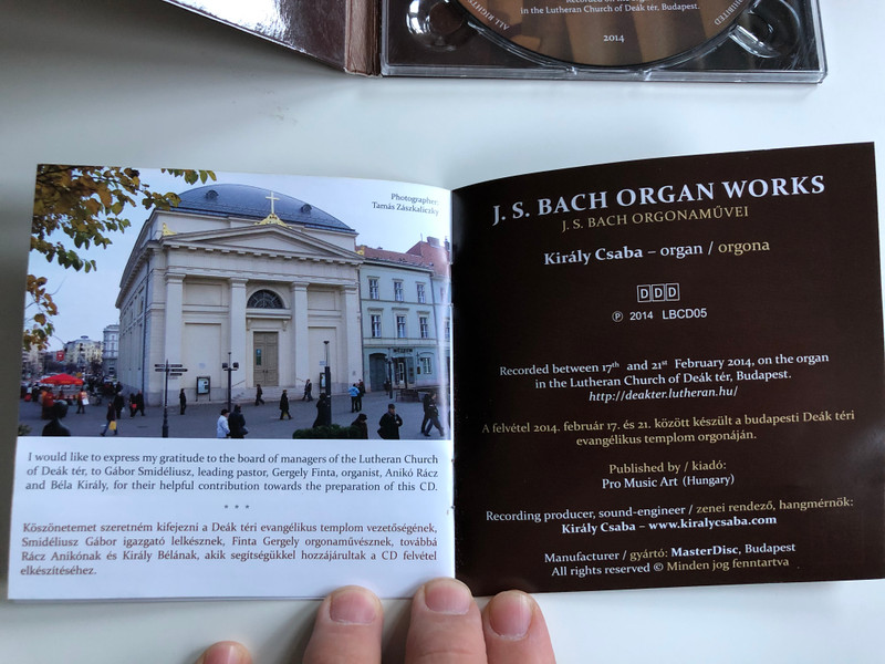 Kiraly Csaba / J. S. Bach Organ Works / MasterDisc Audio CD 2014 Stereo / LBCD05