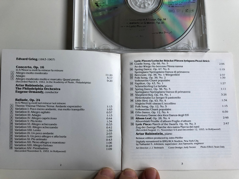 Artur Rubinstein Collection / Grieg Piano Concerto, Ballade Lyric Pieces / Artur Rubinstein, The Philadelphia Orchestra, Eugene Ormandy / BMG Music Audio CD 1992 Mono / GD60897