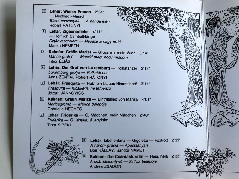 Operettenparade / Imre Kálmán, Lehár Ferenc / Ihre Popularsten Melodien / Wiener Frauen, Die Zirkusprinzessin, Das Land Des Lachelns, Giuditta, Paganini / Hungaroton Classic Audio CD 1994 Stereo / HCD 16826