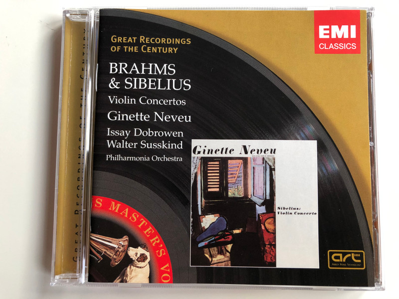 Brahms & Sibelius Violin Concertros / Ginette Neveu, Issay Dobrowen, Walter Susskind / Philharmonia Orchestra / EMI Classics Audio CD 2005 Mono / 7243 4 76830 2 2