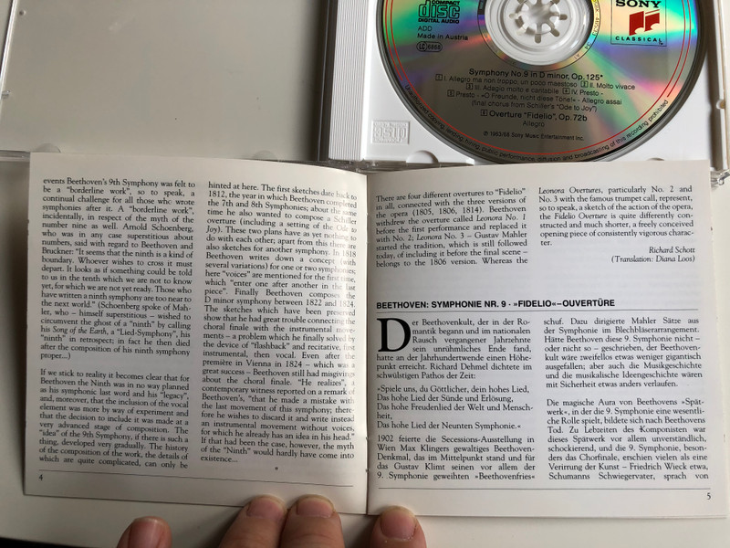 Beethoven - Symphony No. 9 ''Choral'', "Fidelio" Overture / Adele Addison, Jane Hobson, Richard Lewis, Donald Bell / Cleveland Orchestra & Choir, George Szell ‎/ Sony Classical Audio CD 1991 / SBK 46533