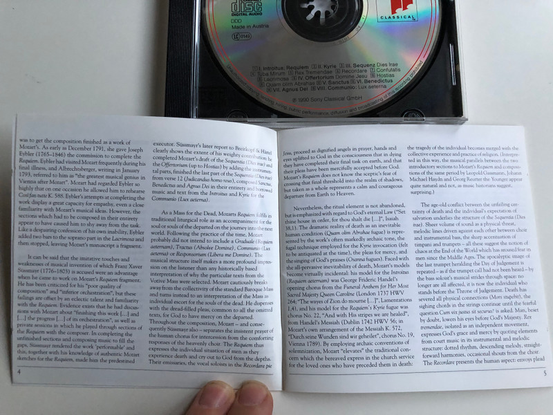 Mozart – Requiem, K.626 / Lynne Dawson, Jard Van Nes, Keith Lewis, Simon Estes ‎/ Philharmonia Chorus & Orchestra / Carlo Maria Giulini / Sony Classical ‎Audio CD 1990 / SK 45 577