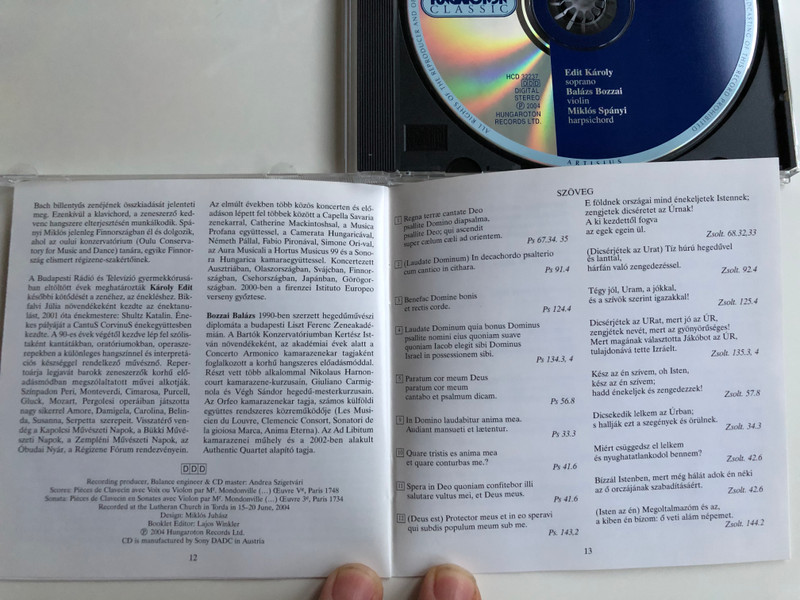Jean-Joseph Cassanea de Mondonville / Pieces de Clavecin avec Voix ou Violin Op. 5 / Sonata Op. 3 No. 2 / Soprano: Edit Karoly, Violin: Balasz Bozzai, Harpsichord: Miklos Spanyi / Hungaroton Classic Audio CD 2004 Stereo / HCD 32237