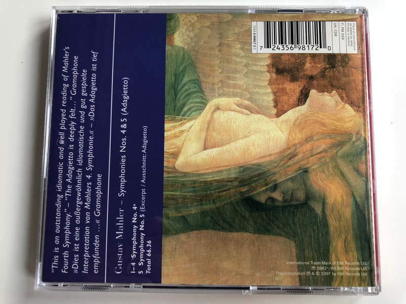 Gustav Mahler - Symphony No. 4 ''Adagietto'' from Symphony No. 5 / The London Philharmonic / Lucia Popp, Klaus Tennstedt / EMI Classics Audio CD 1997 Stereo / 7243 5 69817 2 0