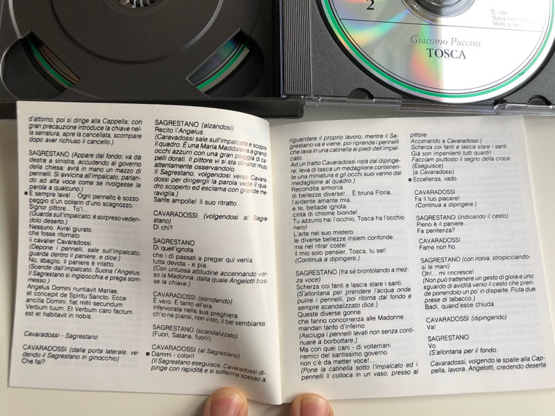 Opera / Giacomo Puccini ‎– Tosca / R. Tebaldi, R. Tucker, L. Warren, C. Harvuot, F. Corena, A. De Paolis, G. Cehanovsky / Orchestra e Coro della Rai di Roma / Dimitri Mitropoulos / Opera 2x Audio CD 1997 /‎ CDTA.006