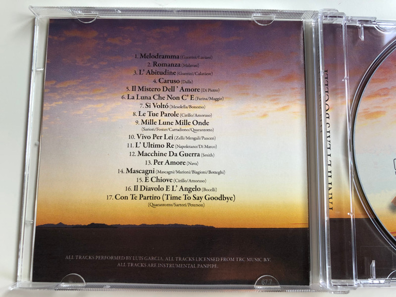 Panpipe Plays Bocelli / Melodramma, Caruso, Le Tue Parole, L' Ultimo Re, Con Te Partiro / Instrumental, Performed By Luis Garcia / @music Audio CD / 20262
