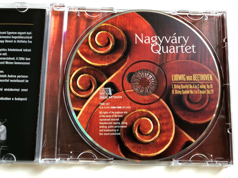 Nagyvary Quartet / Ludwig von Beethoven: I. String Quartet No. 4 in C minor, Op. 18, II. String Quartet No. 1 in C major, Op. 29 / Tom-Tom Records Audio CD 2009 / TTCD 127