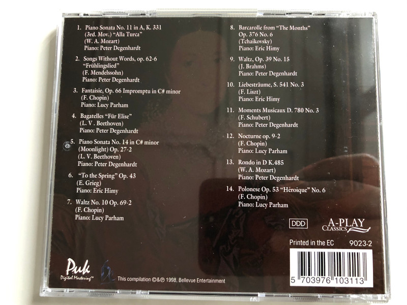 Beethoven - Für Elise (And Other Jewels Of The Keyboard) / Piano: Peter Degenhardt, Lucy Parham, Eric Himy / A-Play Classics ‎Audio CD 1998 / 9023-2