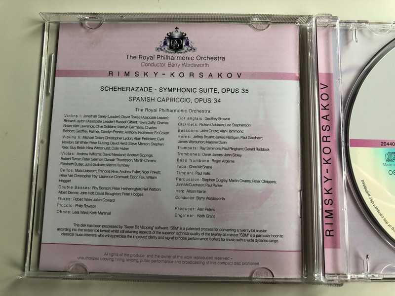 Rimsky-Korsakov – Scheherezade-Symphonic Suite, Opus 35, Spanish Capriccio, Opus 34 / Royal Philharmonic Orchestra, Conductor: Barry Woodsworth ‎/ Centurion Music Audio CD 1993 / 204403-201