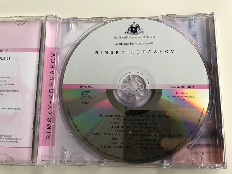 Rimsky-Korsakov – Scheherezade-Symphonic Suite, Opus 35, Spanish Capriccio, Opus 34 / Royal Philharmonic Orchestra, Conductor: Barry Woodsworth ‎/ Centurion Music Audio CD 1993 / 204403-201