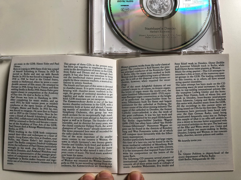 Staatskapelle Dresden - Herbert Blomstedt / Weber: Euryanthe, Overture / Mozart: Symphony No. 38 KV 504 "Prague Symphony'' / Pilz Audio CD 1990 Stereo / 44 2058-2