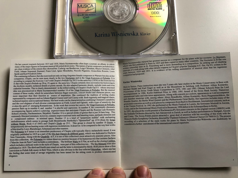 Maria Szymanowska - Wolowska / Inspiration to Chopin / Klavier: Karina Wisniewaska / Musica Classic Audio CD 1996 / 780024-2