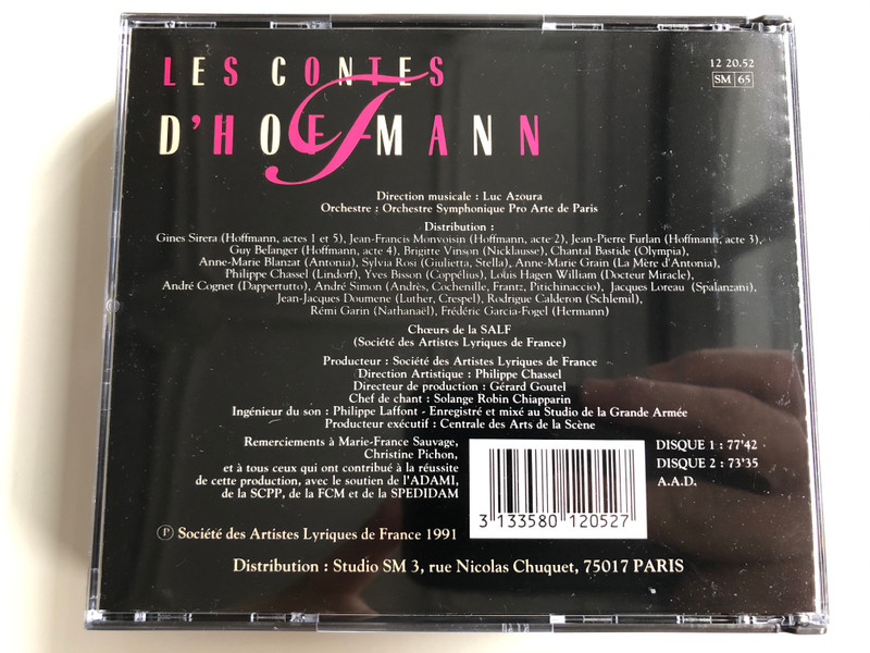 Les Contes D'HoffmannLes Contes D'Hoffmann / Opera Fantastique De Jacques Offenbach / Direction Musicale: Luc Azoura / Orchestre Symphonique Pro-Arte De Paris / Société Des Artistes Lyriques De France 2x Audio CD 1991 / 12 20.52