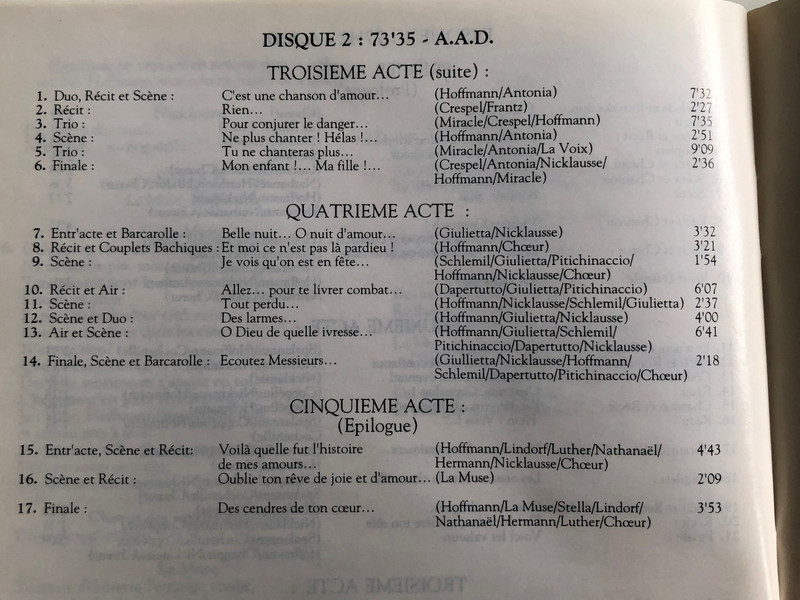 Les Contes D'HoffmannLes Contes D'Hoffmann / Opera Fantastique De Jacques Offenbach / Direction Musicale: Luc Azoura / Orchestre Symphonique Pro-Arte De Paris / Société Des Artistes Lyriques De France 2x Audio CD 1991 / 12 20.52