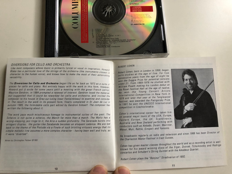 Howard Blake (piano) - Concerto For Piano and Orchestra / Conducted: Sir David Willcocks / Diversions for cello and orchestra / Cello: Robert Cohen, Conducted: Howard Blake / Toccata, The Philharmonia / Sony Music Audio CD 1991 / CD HB 3